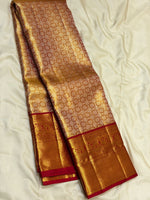 Load image into Gallery viewer, Classic Gold &amp; Red 2gm Zari Brocade Tissue Bridal Elegance Kanchipuram Handloom Silk Saree SS26663
