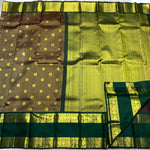 Load image into Gallery viewer, Classic Coffee Brown &amp; Pine Green 2gm Zari Bridal Elegance Kanchipuram Handloom Silk Saree SS27885
