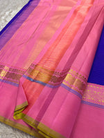 Load image into Gallery viewer, Classic Robin Blue &amp; Baby Pink 2gm Zari Korvai Checks Elegance Kanchipuram Handloom Silk Saree SS27811
