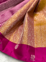 Load image into Gallery viewer, Classic Gold &amp; Silver Dark Pink Kanchipuram Handloom Silk Saree SS26877
