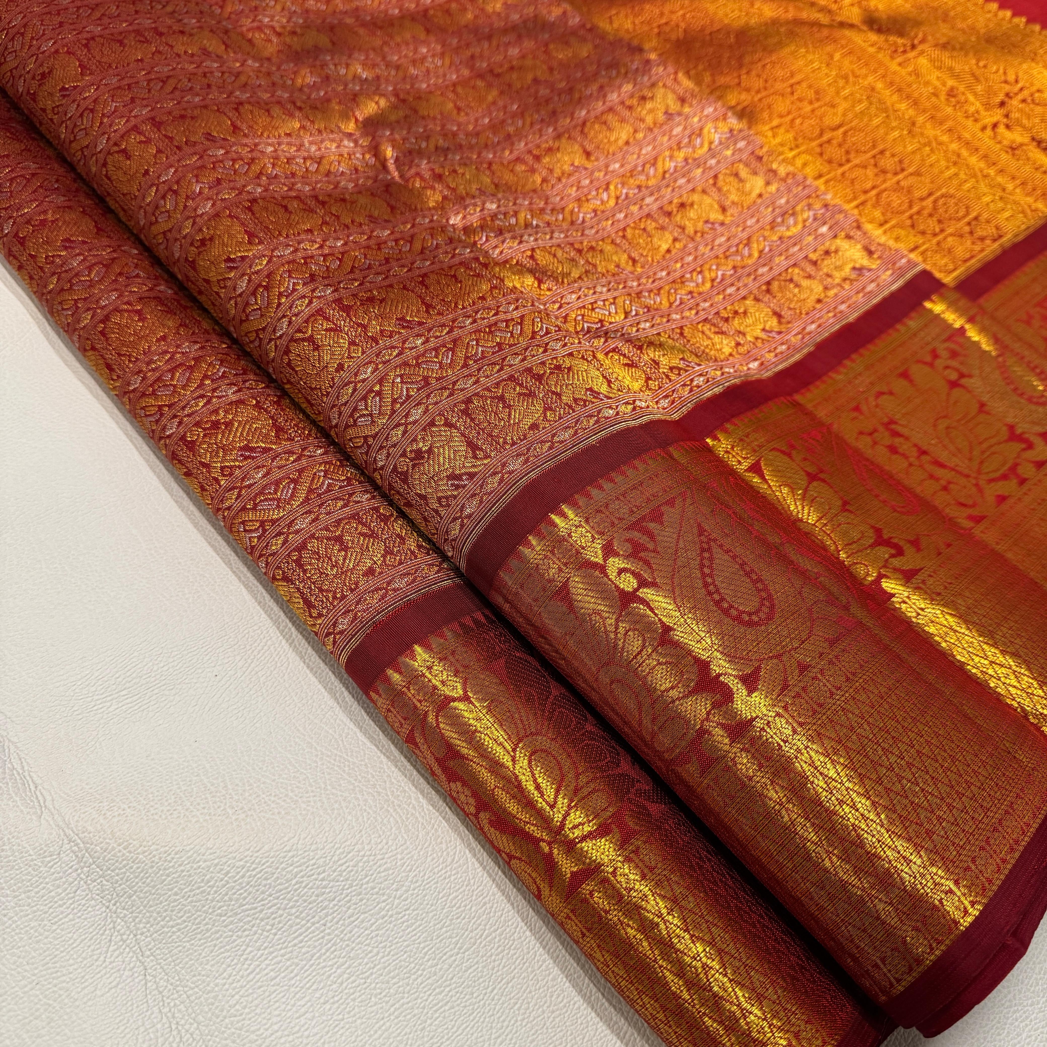 Classic Brick Maroon 2gm Zari Bridal Elegance Kanchipuram Handloom Silk Saree SS26265