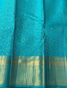 Classic Sky Blue 2gm Zari Elegance Kanchipuram Handloom Silk Saree SS24059