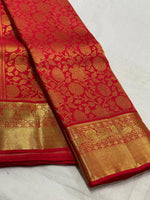 Load image into Gallery viewer, Classic Scarlet Red 2gm Zari Brocade Bridal Elegance Kanchipuram Handloom Silk Saree SS25735
