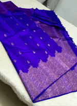 Load image into Gallery viewer, Classic Royal Blue 2gm Zari Kanchipuram Handloom Silk Saree SS26387
