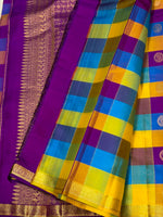 Load image into Gallery viewer, Classic Multicolor Check Vadamalli Butta 1gm Zari Elegance Kanchipuram Handloom Silk Saree SS28332
