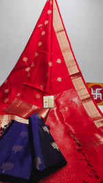 Load image into Gallery viewer, Classic Red Double Warp Elegance Handloom Soft Silk Saree SS26433
