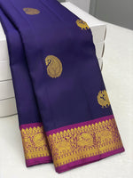 Load image into Gallery viewer, Classic Steel Blue &amp; Fuchsia Pink 2gm Zari Elegance Kanchipuram Handloom Silk Saree SS23753
