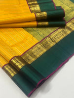 Load image into Gallery viewer, Classic Mango Yellow &amp; Green 2gm Zari Elegance Kanchipuram Handloom Silk Saree SS27668
