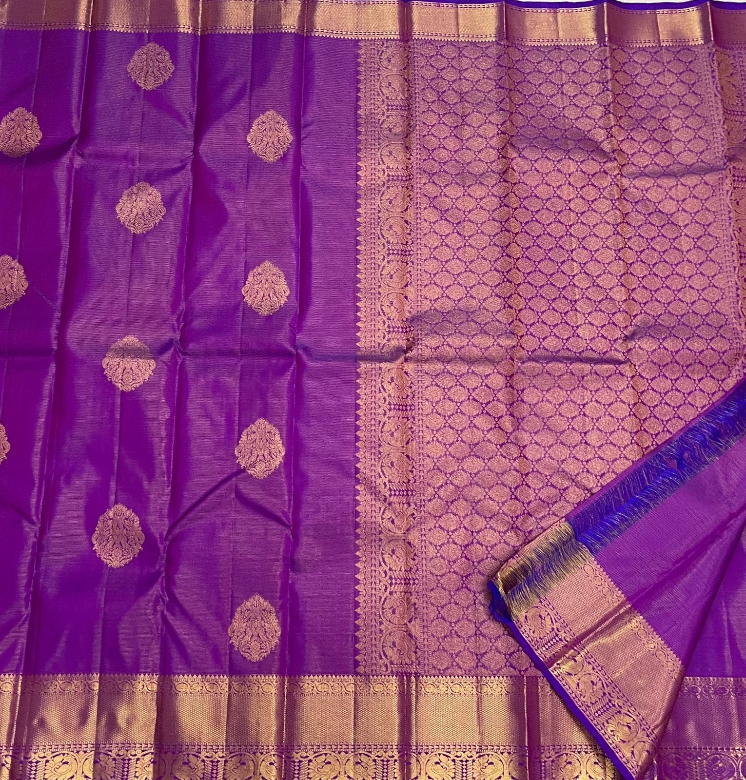 Classic Vadamalli Purple 2gm Zari Elegance Kanchipuram Handloom Silk Saree SS24807