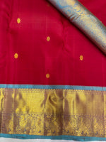 Load image into Gallery viewer, Classic Vintage Maroon &amp; Ash Blue 2gm Zari Elegance Kanchipuram Handloom Silk Saree SS27907
