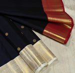 Load image into Gallery viewer, Classic Charcoal Black &amp; Maroon White 2gm Zari Elegance Kanchipuram Handloom Silk Saree SS28279
