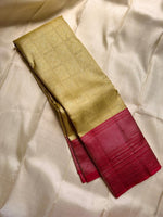 Load image into Gallery viewer, Classic Champagne Tint &amp; Ruby Red Bridal Elegance Kanchipuram Handloom Silk Saree SS26097
