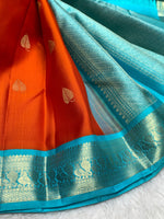Load image into Gallery viewer, Classic Burnt Orange 2gm Zari Elegance Kanchipuram Handloom Silk Saree SS28251
