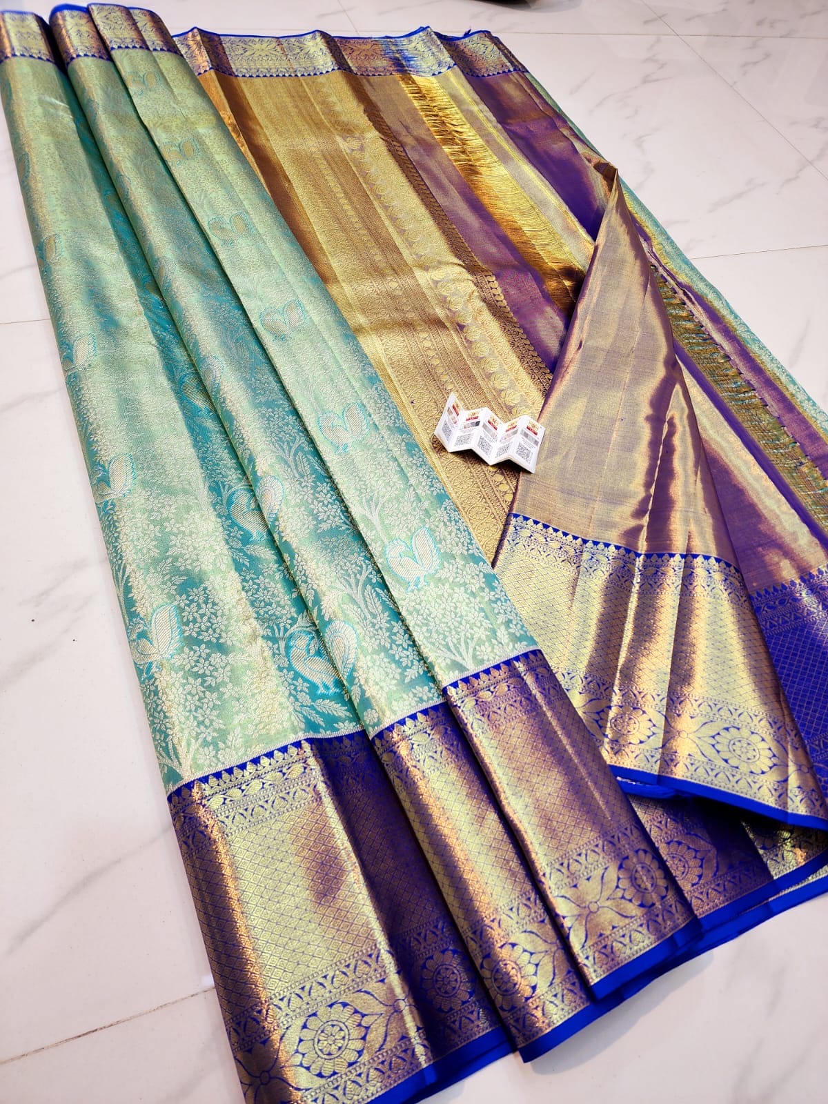 Classic Sky Blue & Royal Blue Bridal Elegance Kanchipuram Handloom Silk Saree SS25712