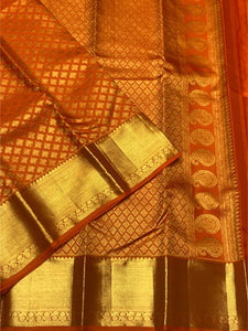 Classic Orange 2gm Zari Bridal Elegance Kanchipuram Handloom Silk Saree SS25817