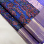 Load image into Gallery viewer, Classic Prussian Blue &amp; Lavender Elegance Kanchipuram Handloom Silk Saree SS23590
