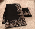 Load image into Gallery viewer, Classic Charcoal Black Elegance Satin Organza Silk Saree SS26048
