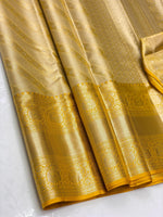 Load image into Gallery viewer, Classic Golden Yellow Beige Bridal Elegance Kanchipuram Handloom Silk Saree SS23924
