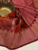 Load image into Gallery viewer, Classic Rustic Orange 2gm Zari Elegance Kanchipuram Handloom Silk Saree SS20561
