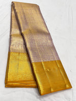 Load image into Gallery viewer, Classic Rose Gold &amp; Mustard 1gm Zari Bridal Elegance Kanchipuram Handloom Silk Saree SS24109
