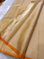 Load image into Gallery viewer, Classic Oatmeal Beige 2gm Zari Elegance Kanchipuram Handloom Silk Saree SS24788
