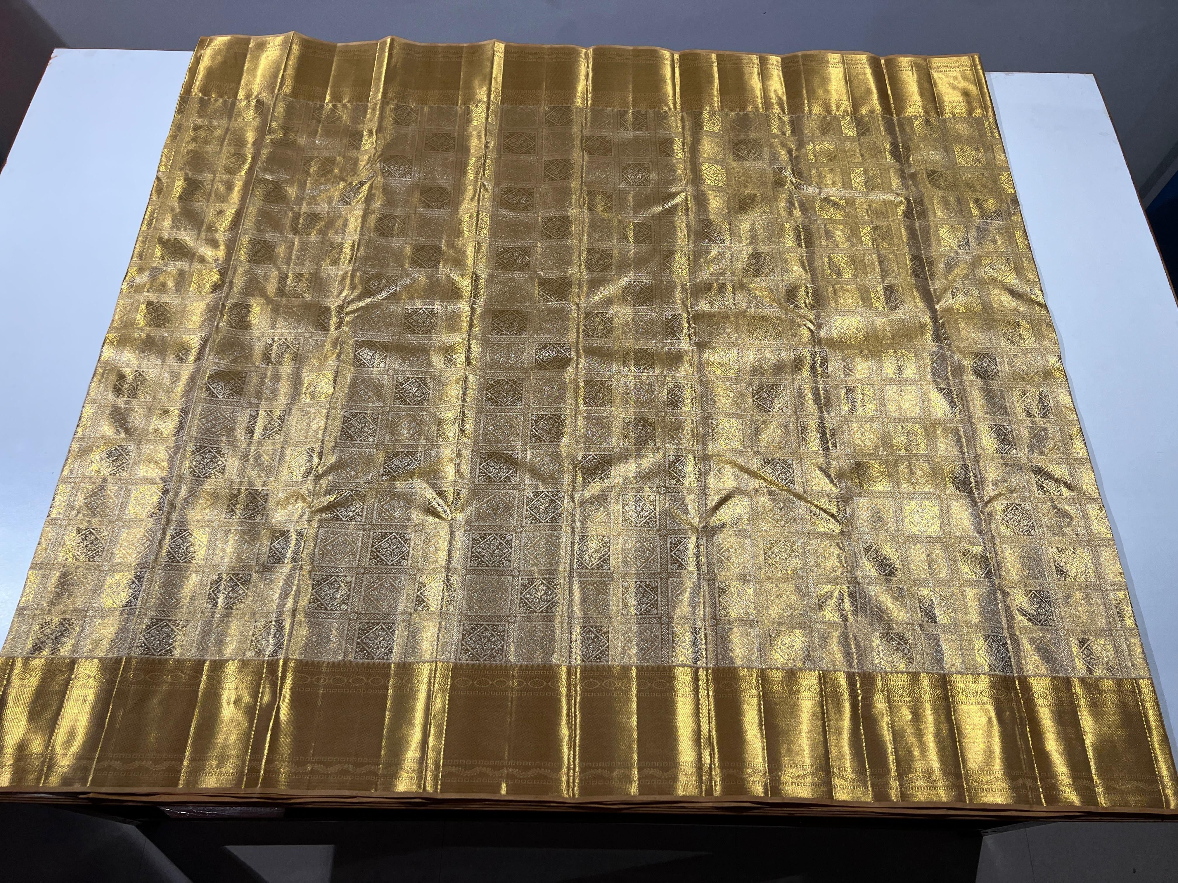 Classic Gold & Silver 1gm Zari Bridal Elegance Kanchipuram Handloom Silk Saree SS25952