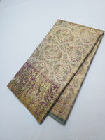 Load image into Gallery viewer, Classic Shimmer Beige &amp; Rose Gold Meenakari Bridal Elegance Kanchipuram Handloom Silk Saree SS26901
