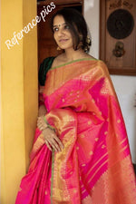 Load image into Gallery viewer, Classic Hot Pink Elegance Kanchipuram Handloom Silk Saree SS24831
