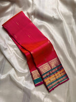 Load image into Gallery viewer, Classic Burnt Orange &amp; Fuchsia Pink 2gm Zari Elegance Kanchipuram Handloom Silk Saree SS24789
