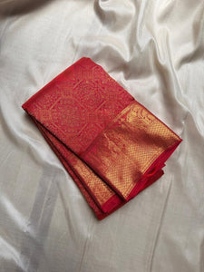 Classic Crimson Red Bridal Elegance Kanchipuram Handloom Silk Saree SS26227