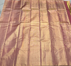 Classic Pastel Pink 2gm Zari Bridal Elegance Kanchipuram Handloom Silk Saree SS24391