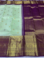 Load image into Gallery viewer, Classic Pastel Green &amp; Purple 2gm Zari Elegance Kanchipuram Silk Saree SS23917
