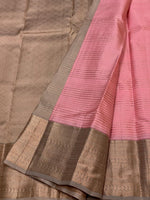 Load image into Gallery viewer, Classic Nude Pink &amp; Mud Grey 1gm Zari Elegance Kanchipuram Handloom Silk Saree SS27965
