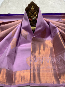 Classic Mauve 2gm Zari Bridal Elegance Kanchipuram Handloom Silk Saree SS24758