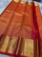 Load image into Gallery viewer, Classic Glow Orange Bridal Elegance Kanchipuram Handloom Silk Saree SS27818
