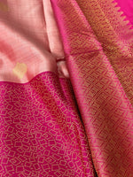 Load image into Gallery viewer, Classic Pastel Pink &amp; Deep Pink 1gm Zari Elegance Kanchipuram Handloom Silk Saree SS23627
