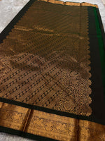 Load image into Gallery viewer, Classic Dark Olive Green Kanchipuram Handloom Silk Saree SS26082
