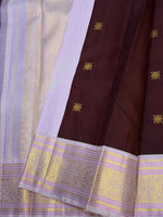 Load image into Gallery viewer, Classic Chocolate Brown &amp; Pastel Lavender 2gm Zari Elegance Kanchipuram Handloom Silk Saree SS28268
