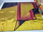 Load image into Gallery viewer, Classic Charcoal Black &amp; Gold Rising Border Kanchipuram Handloom Silk Saree SS25727

