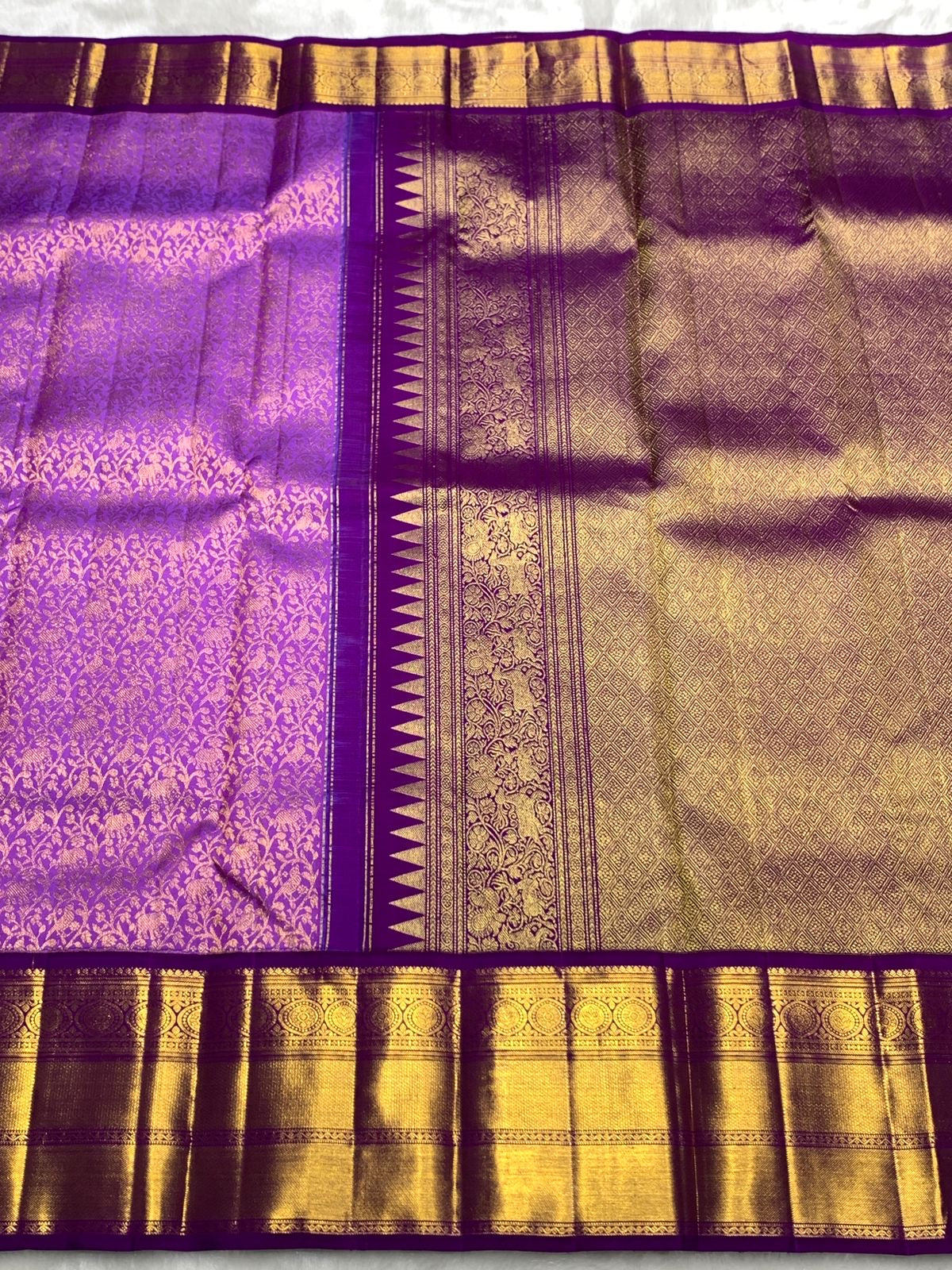 Classic Lavender 2gm Zari Elegance Kanchipuram Handloom Silk Saree SS25273