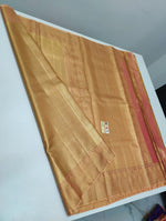 Load image into Gallery viewer, Classic Golden Cream &amp; Tinted Peach Bridal Elegance Kanchipuram Handloom Silk Saree SS23899
