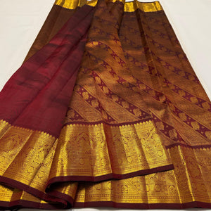 Classic Maroon 1 gm Zari Elegance Kanchipuram Handloom Silk Saree SS23785