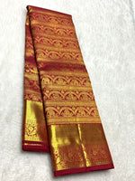 Load image into Gallery viewer, Classic Brick Red 2gm Zari Bridal Elegance Kanchipuram Handloom Silk Saree SS25369
