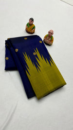 Load image into Gallery viewer, Classic Royal Blue Korvai Temple Kanchipuram Handloom Silk Saree SS25857
