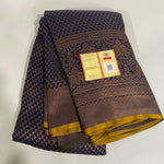Load image into Gallery viewer, Classic Midnight Blue Handwork Elegance Khaddi Banarasi Crepe Silk Saree SS25309
