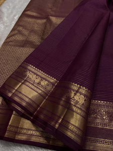 Classic Berry Plum Kanchipuram Handloom Silk Saree SS25912