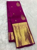 Load image into Gallery viewer, Classic Magenta Purple 2gm Zari Bridal Elegance Kanchipuram Handloom Silk Saree SS25367
