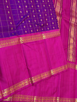 Load image into Gallery viewer, Classic Vadamalli &amp; Fuchsia Pink 2gm Zari Oosi Checks Elegance Kanchipuram Handloom Silk Saree SS28567
