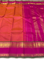 Load image into Gallery viewer, Classic Orange &amp; Fuchsia Pink 2gm Zari Elegance Kanchipuram Handloom Silk Saree SS27533
