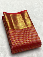 Load image into Gallery viewer, Classic Dark Orange Red 2gm Zari Bridal Elegance Kanchipuram Handloom Silk Saree SS26494
